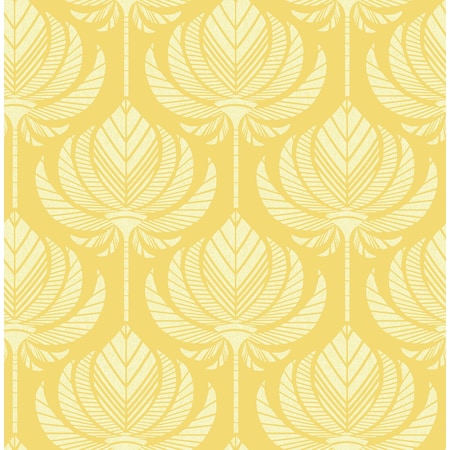 Manhattan Comfort Midland Palmier Yellow Lotus Fan 33 ft L X 205 in W Wallpaper BR4014-26427